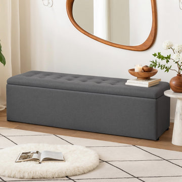 Artiss Storage Ottoman Premium Faux Linen Upholstery