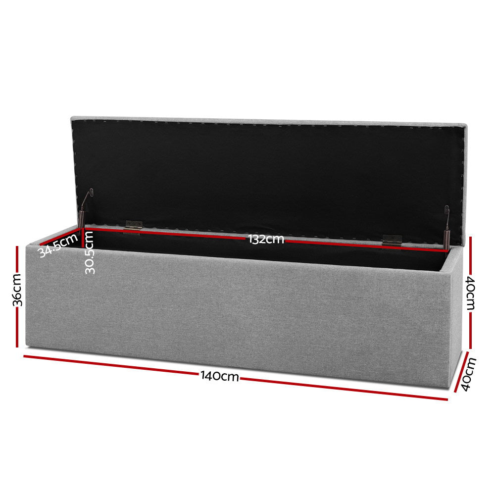 Artiss Storage Ottoman Multi-Functional Linen Fabric