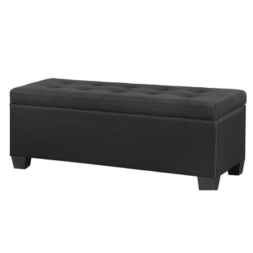 Artiss Storage Ottoman with Hidden Storage and Faux Linen Upholstery Black