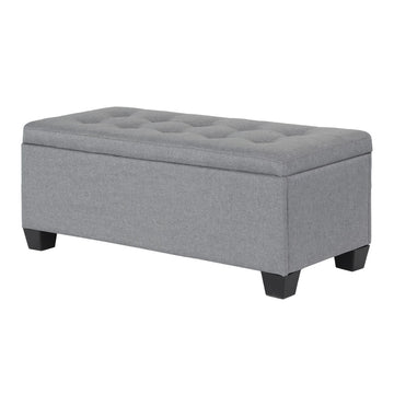 Artiss Storage Ottoman with Hidden Storage and Faux Linen Upholstery Grey