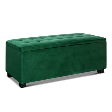 Artiss Velvet Storage Ottoman Blanket Box Lift-Up Lid Green