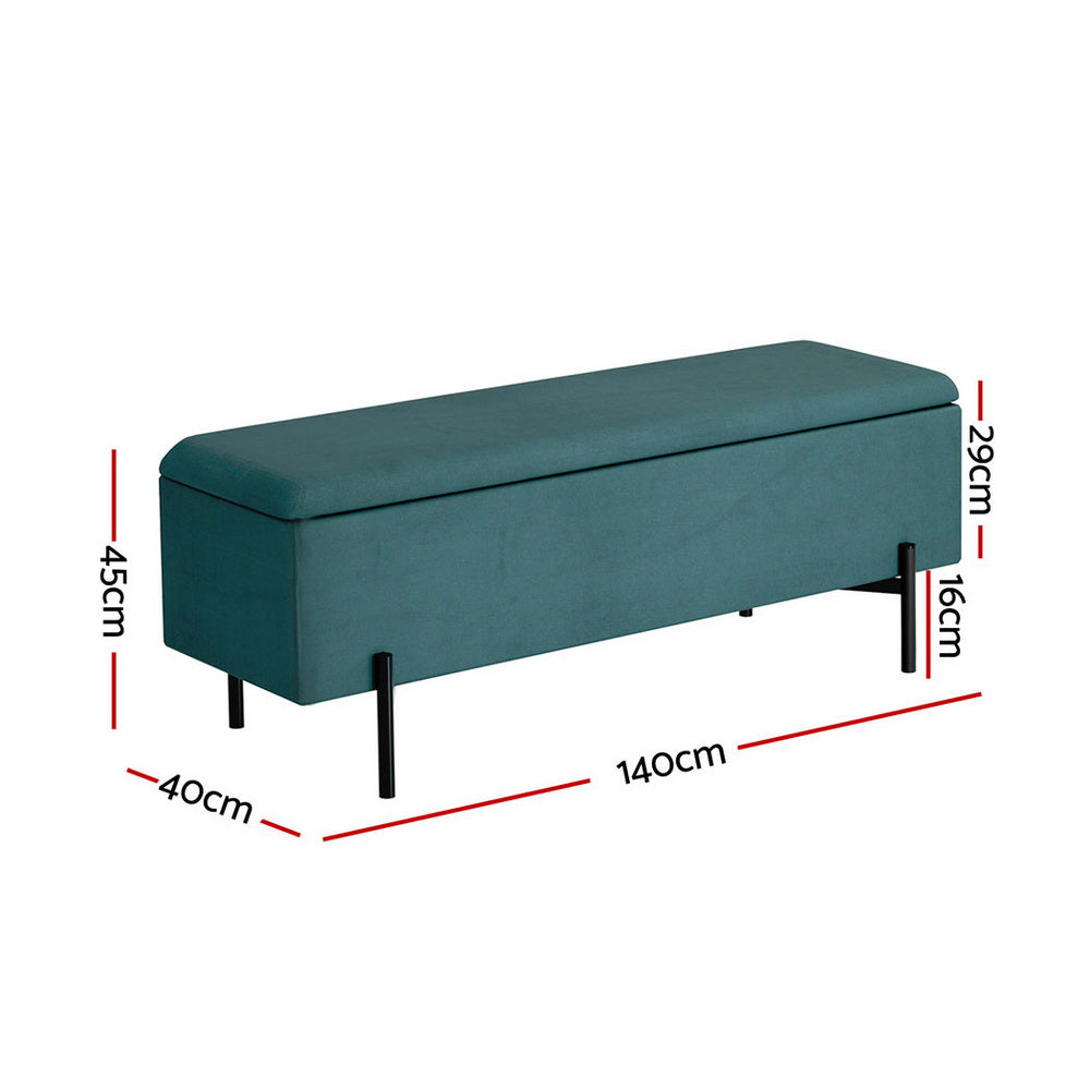Artiss Storage Ottoman Blanket Box Velvet Green 140cm