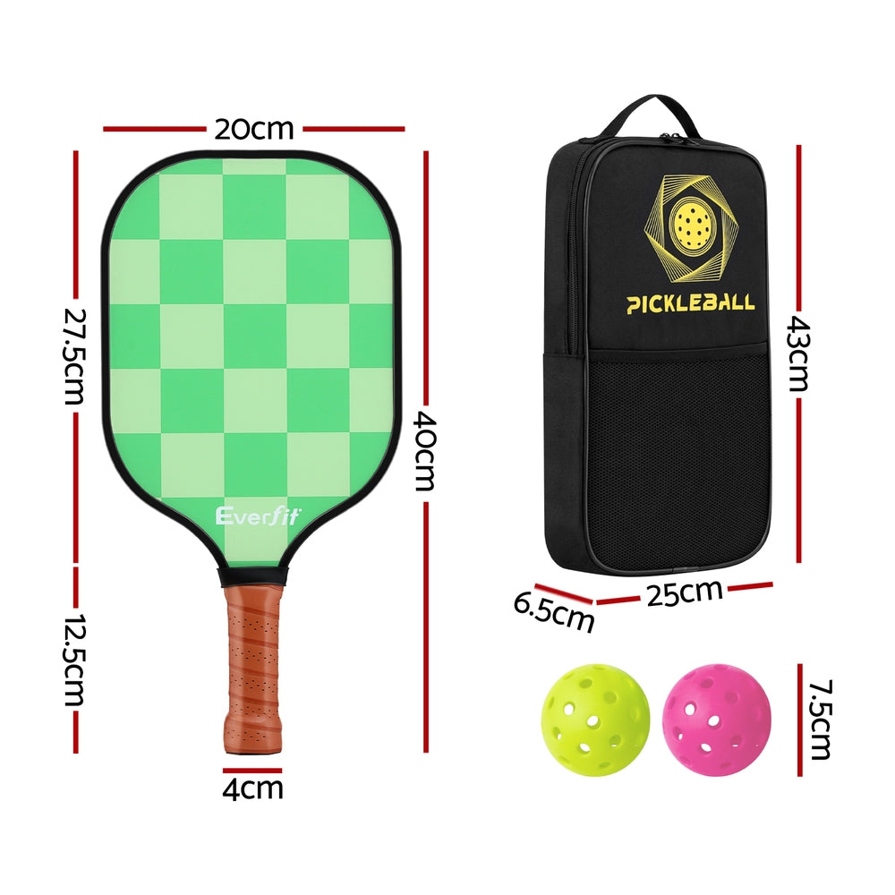 Everfit Fiberglass Pickleball Paddle Set Tournament Kit with Balls and Bag