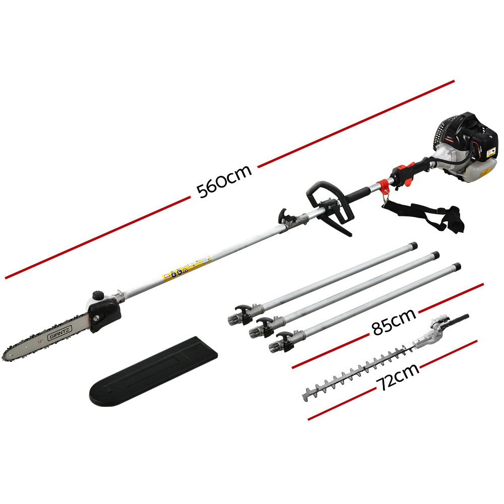 Giantz 65cc 2-in-1 Pole Chainsaw and Hedge Trimmer 5.6m Reach Red