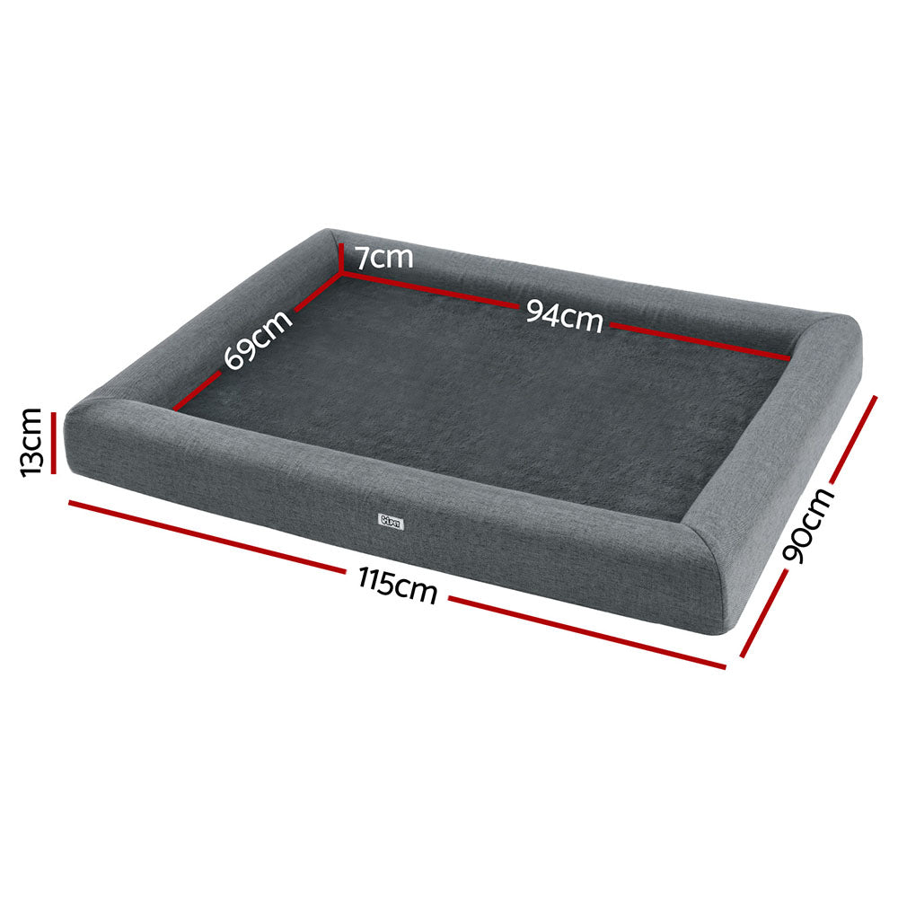 i.Pet Extra Large Pet Bed Egg Crate Foam Cushion Washable Grey 115cm