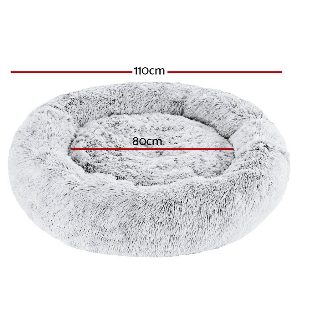 i.Pet Calming Pet Bed Extra Large Soft Plush Light Charcoal 110cm