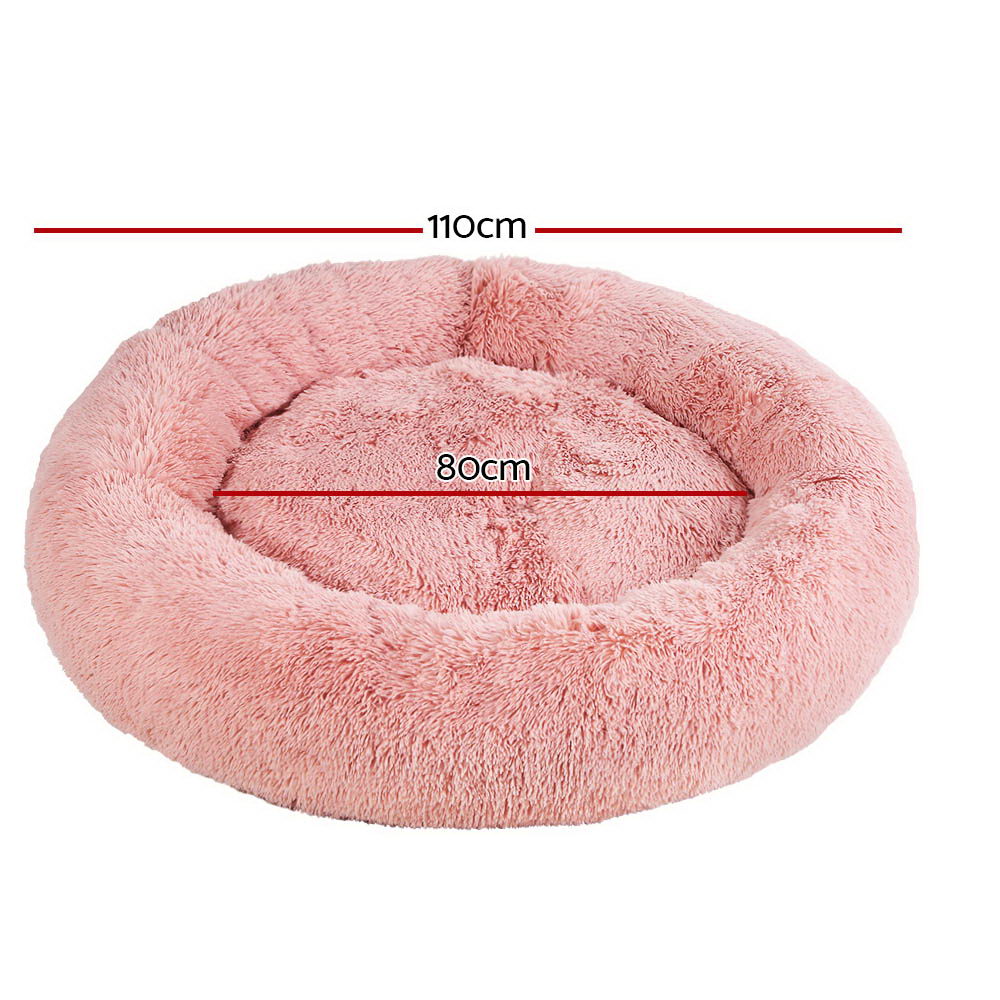 i.Pet Calming Pet Bed Soft Plush Pink Extra Large 110cm