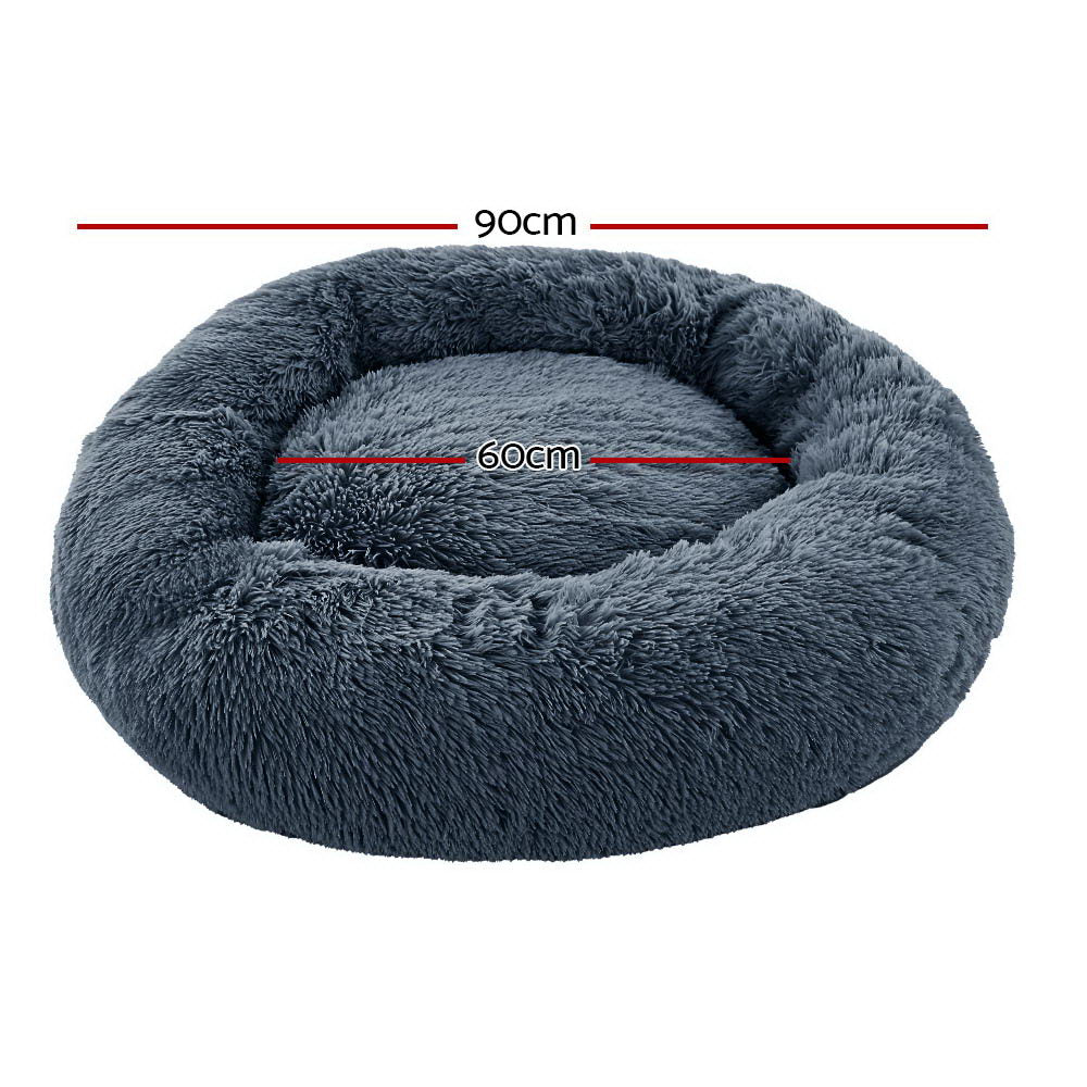 i.Pet Large Calming Pet Bed 90cm AntiSlip Dark Grey