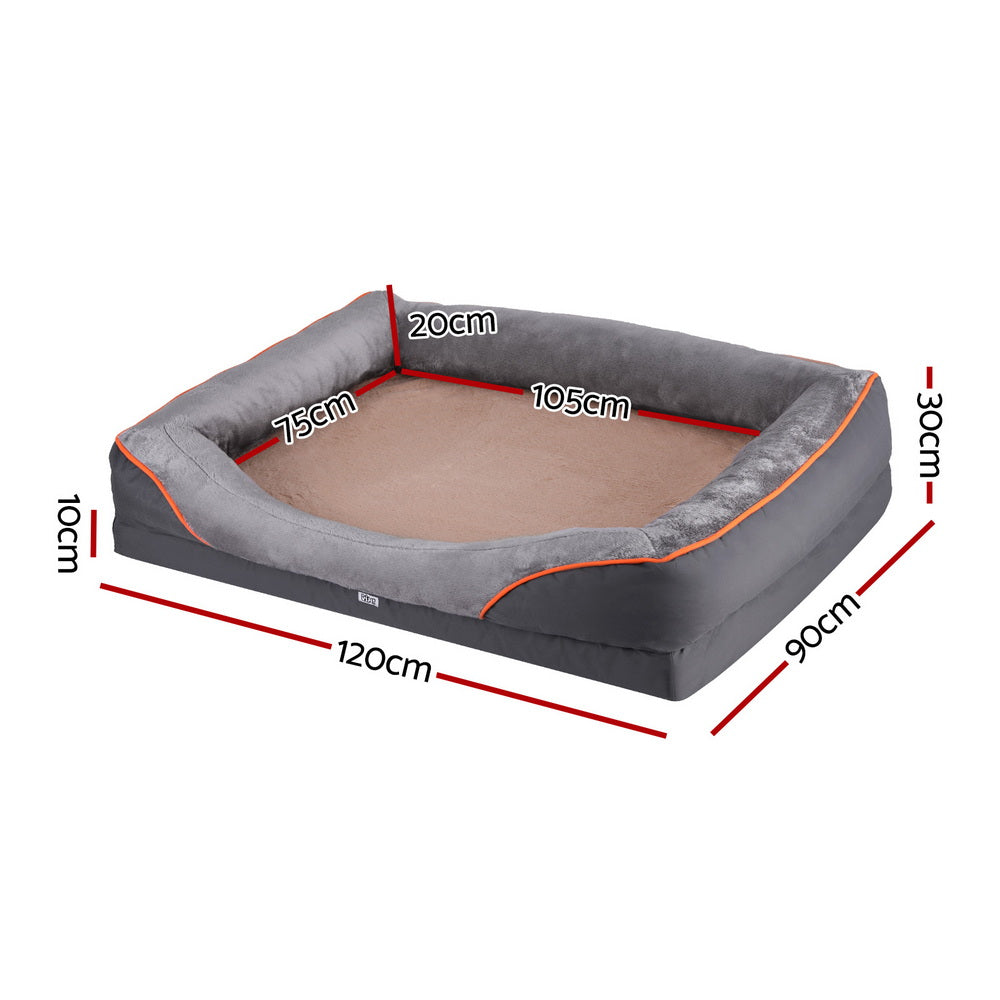 i.Pet Orthopedic Dog Bed Plush Fleece Grey