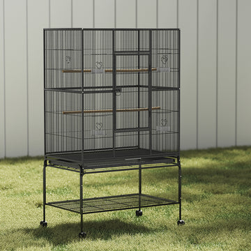 i.Pet Large Bird Cage on Stand with Storage Shelf 138cm Black