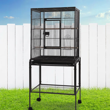 i.Pet Bird Cage with Lockable Casters 144cm Black