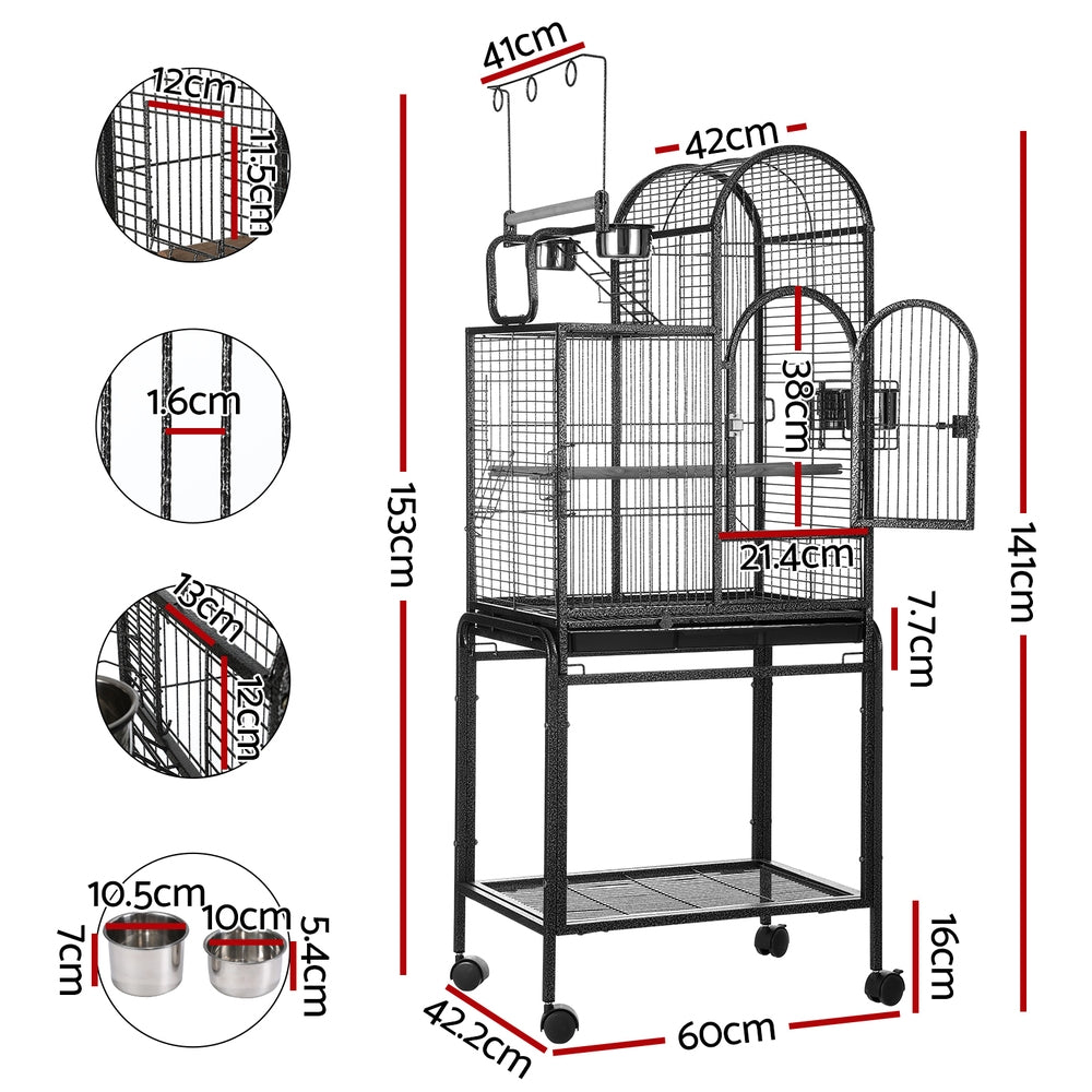 i.Pet Bird Cage 153cm Large Aviary Wrought Iron Black