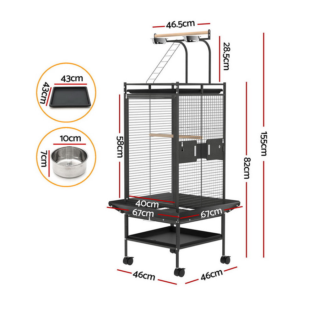i.Pet Bird Cage Space-Saving Corner Design 155cm Black