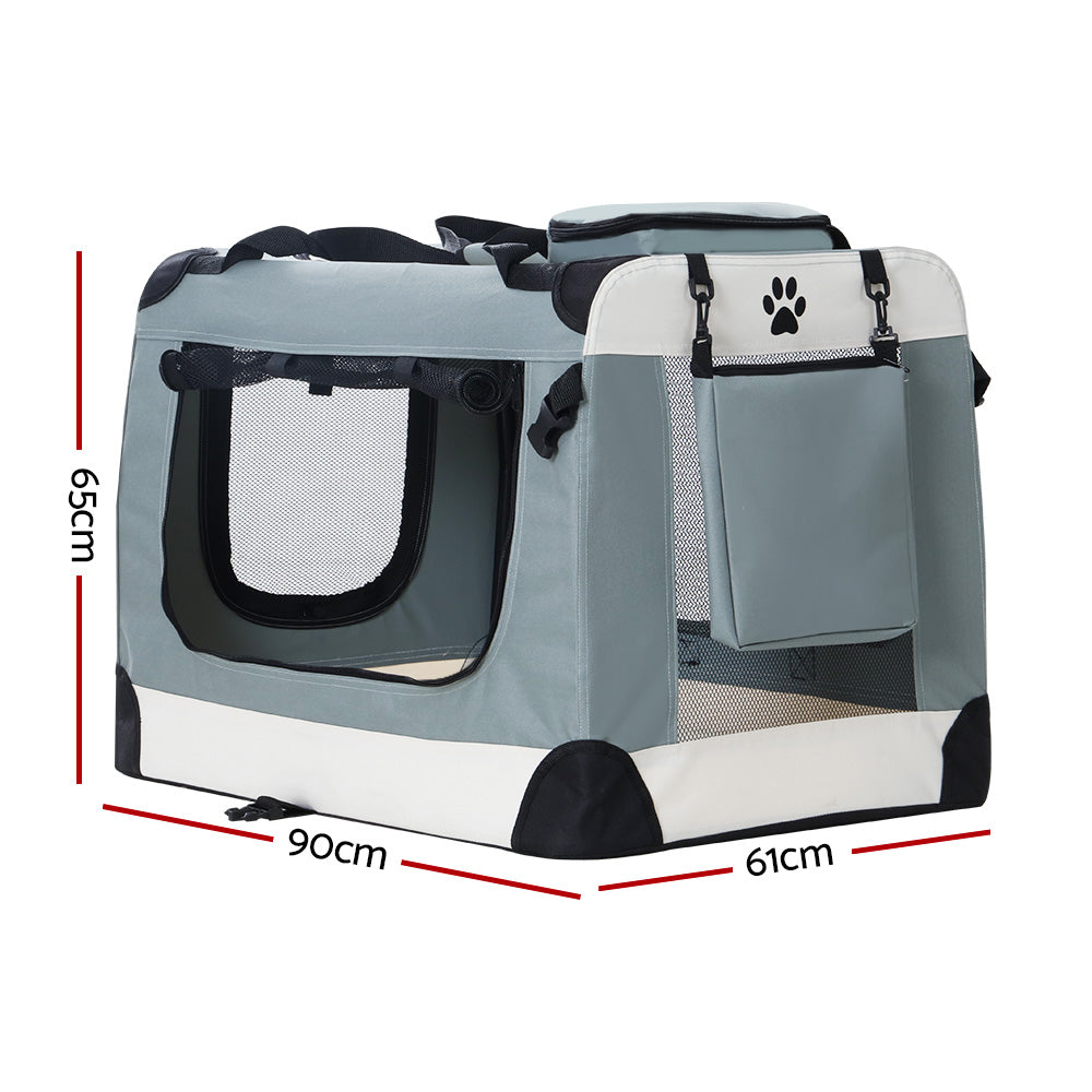 i.Pet Pet Carrier Foldable 90cm Light Grey for Dogs and Cats