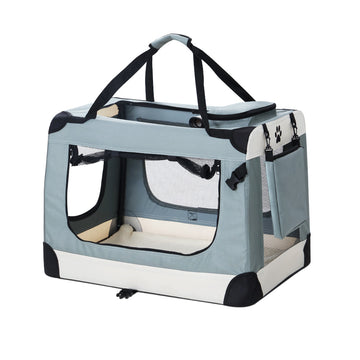 i.Pet Large Pet Carrier for Dogs and Cats Foldable 70cm Light Grey