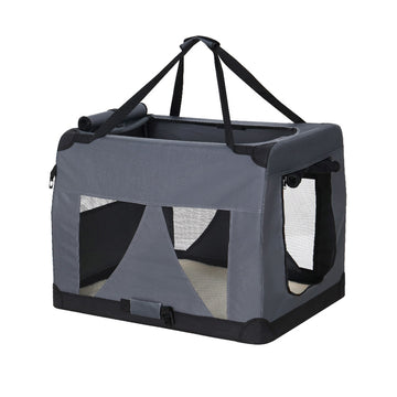 i.Pet Portable Pet Carrier for Dogs and Cats Foldable 60cm Grey
