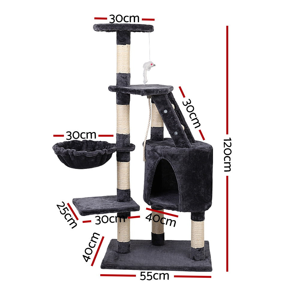 i.Pet Cat Tower Tree Scratching Post 120cm Dark Gray