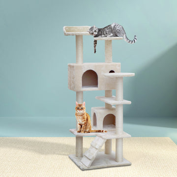 i.Pet Cat Tree Tower Scratching Post with Bed 134cm Beige