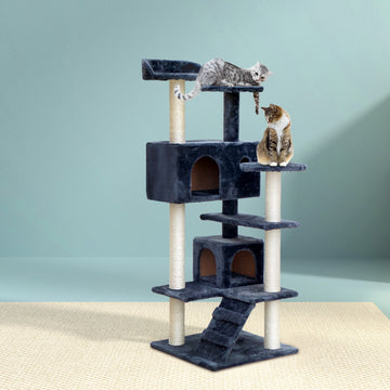 i.Pet Cat Tree Tower Scratching Post with Bed 134cm Grey