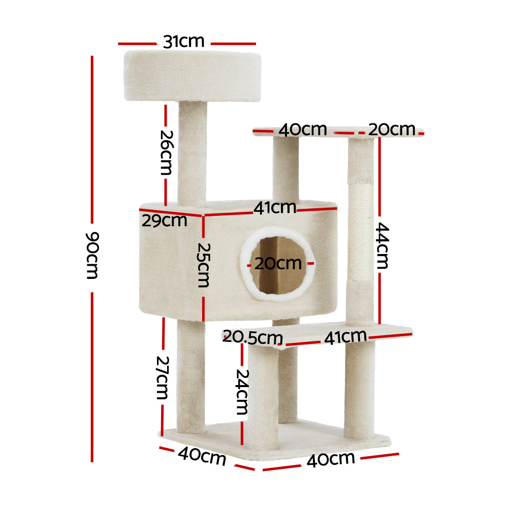 i.Pet Cat Tree Tower Scratching Post 90cm Beige