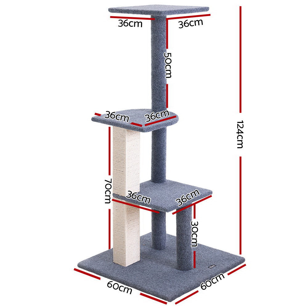 i.Pet Cat Tower Tree Scratching Post 124cm Gray
