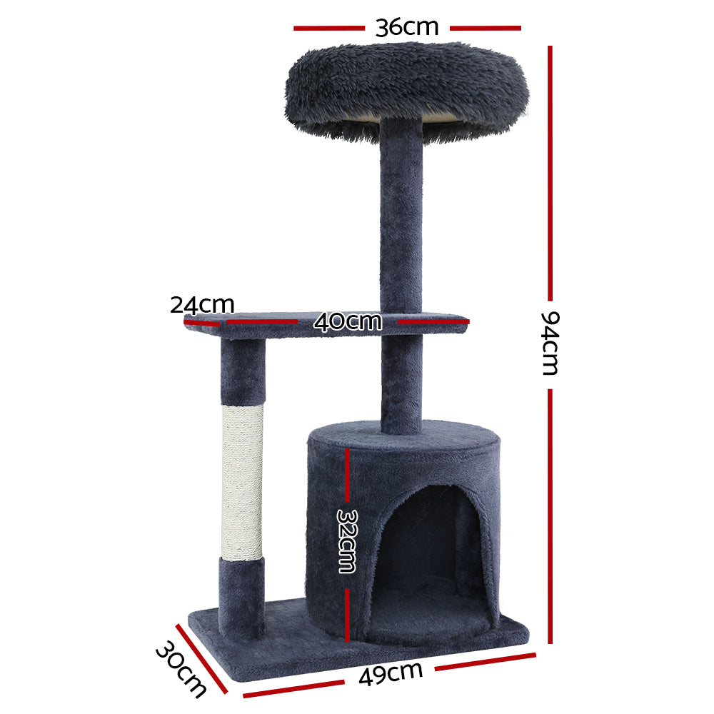 i.Pet Small Cat Tree Tower with Scratching Post 94cm Grey