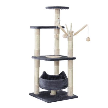 i.Pet Cat Tree Tower 110cm Multi-Level with Hanging Toys Grey