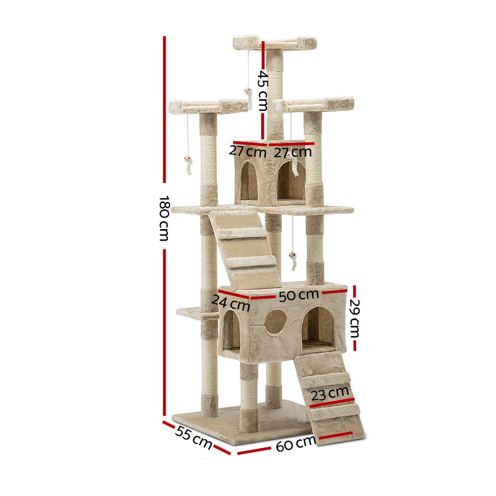 i.Pet Giant Cat Tower Tree Scratching Post 180cm Beige