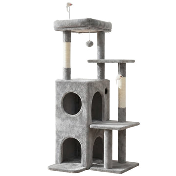 i.Pet Cat Tree Tower with Sisal Scratching Posts 127cm Light Grey