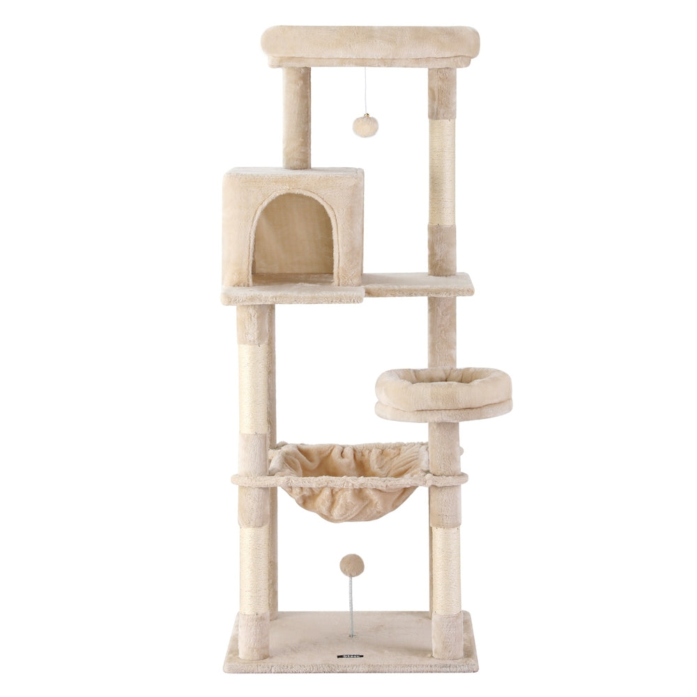 i.Pet Cat Tree Tower Multi-Level Sisal Scratching Post 143cm Beige