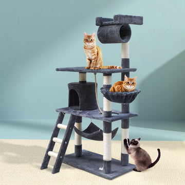 i.Pet Cat Tree Tower Scratching Post 141cm Grey
