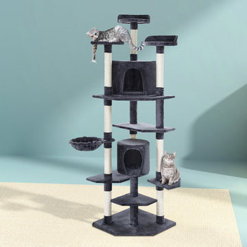 i.Pet Multi-Level Cat Tree Tower 203cm Sisal Scratching Post Grey