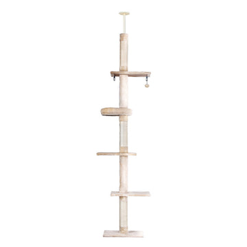 i.Pet Cat Tree Floor-to-Ceiling Tower 290cm Beige/White