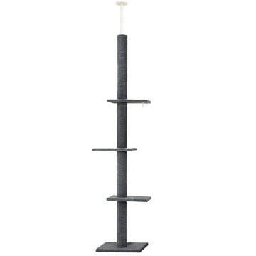 i.Pet Ceiling-to-Floor Cat Tree Tower with Sisal Posts 290cm Grey