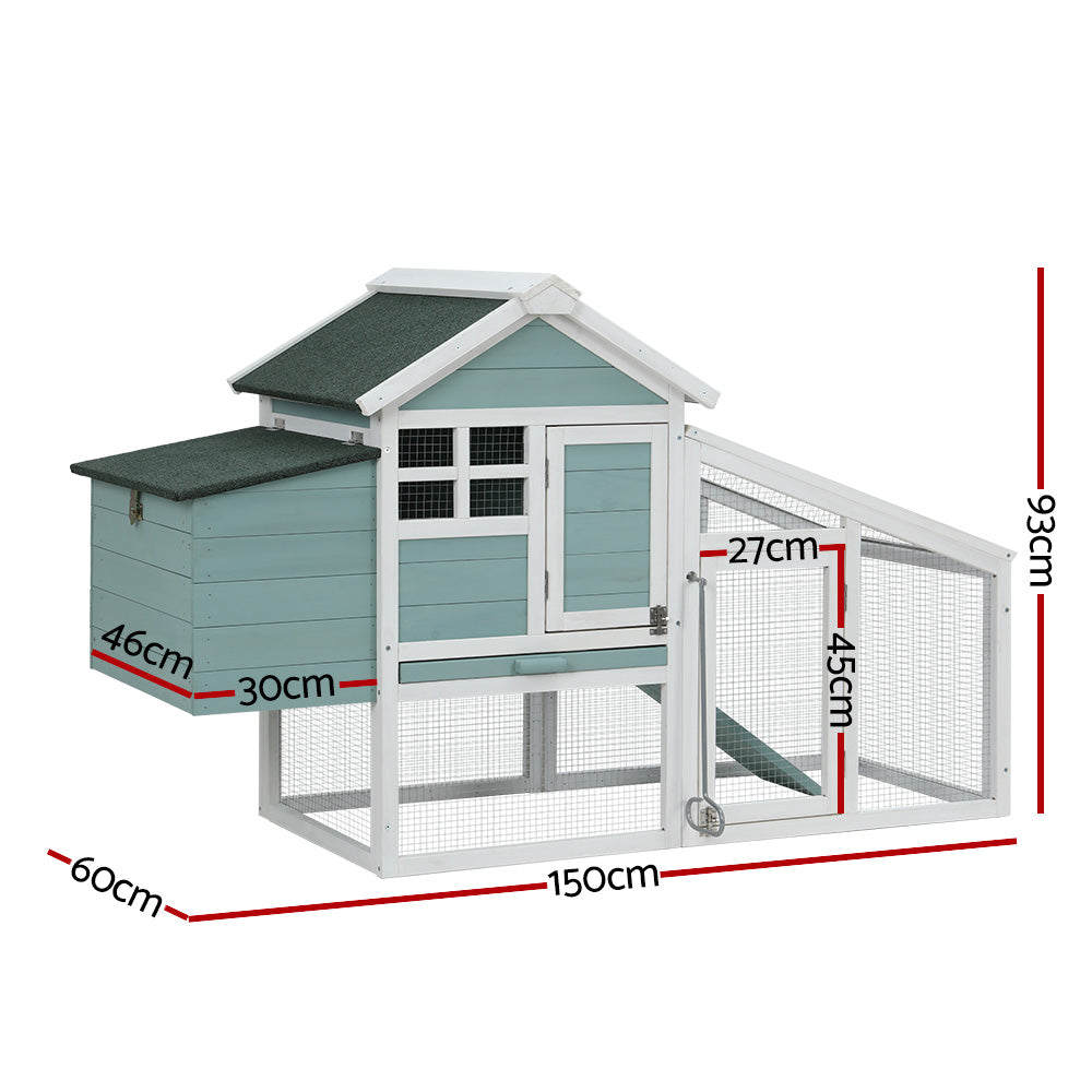 i.Pet Chicken Coop Hutch with Egg Collection Box FIR Wood 150cm