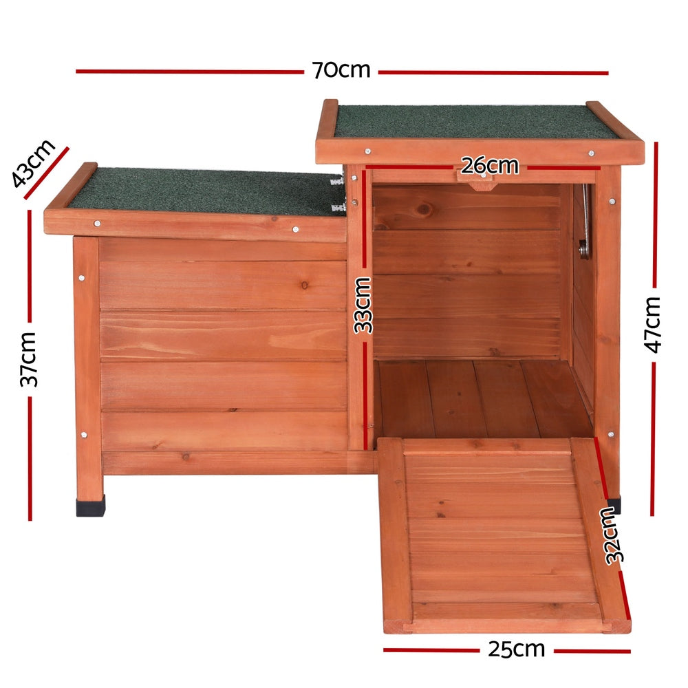 i.Pet Outdoor Cat House Rabbit Hutch FIR Wood 70cm Brown Green