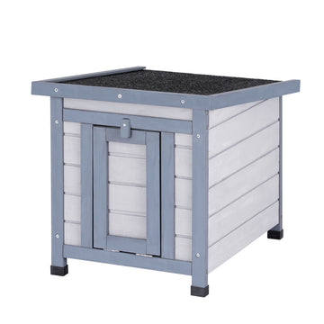 i.Pet Outdoor Cat House Shelter with Ramp FIR Wood 52cm White Grey