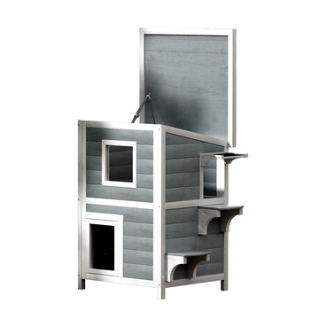 i.Pet Outdoor Cat House Shelter Fir Wood 56cm x 52cm x 82cm