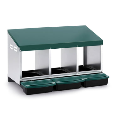 i.Pet Roll-Away Chicken Nesting Box 3-Hole Galvanized Metal Wall or Floor Mounted