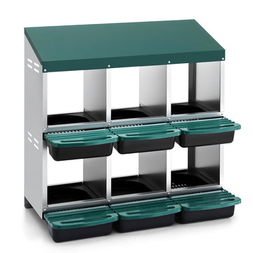 i.Pet Roll Away Chicken Nesting Box 6 Holes Galvanized Metal Green