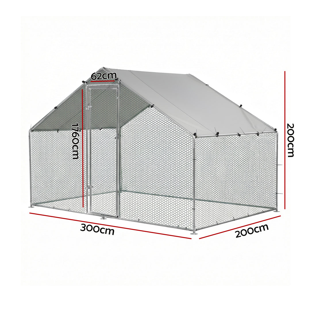i.Pet Walk-In Chicken Coop Galvanised Steel 3x2x2m Lockable Door 420D Canopy