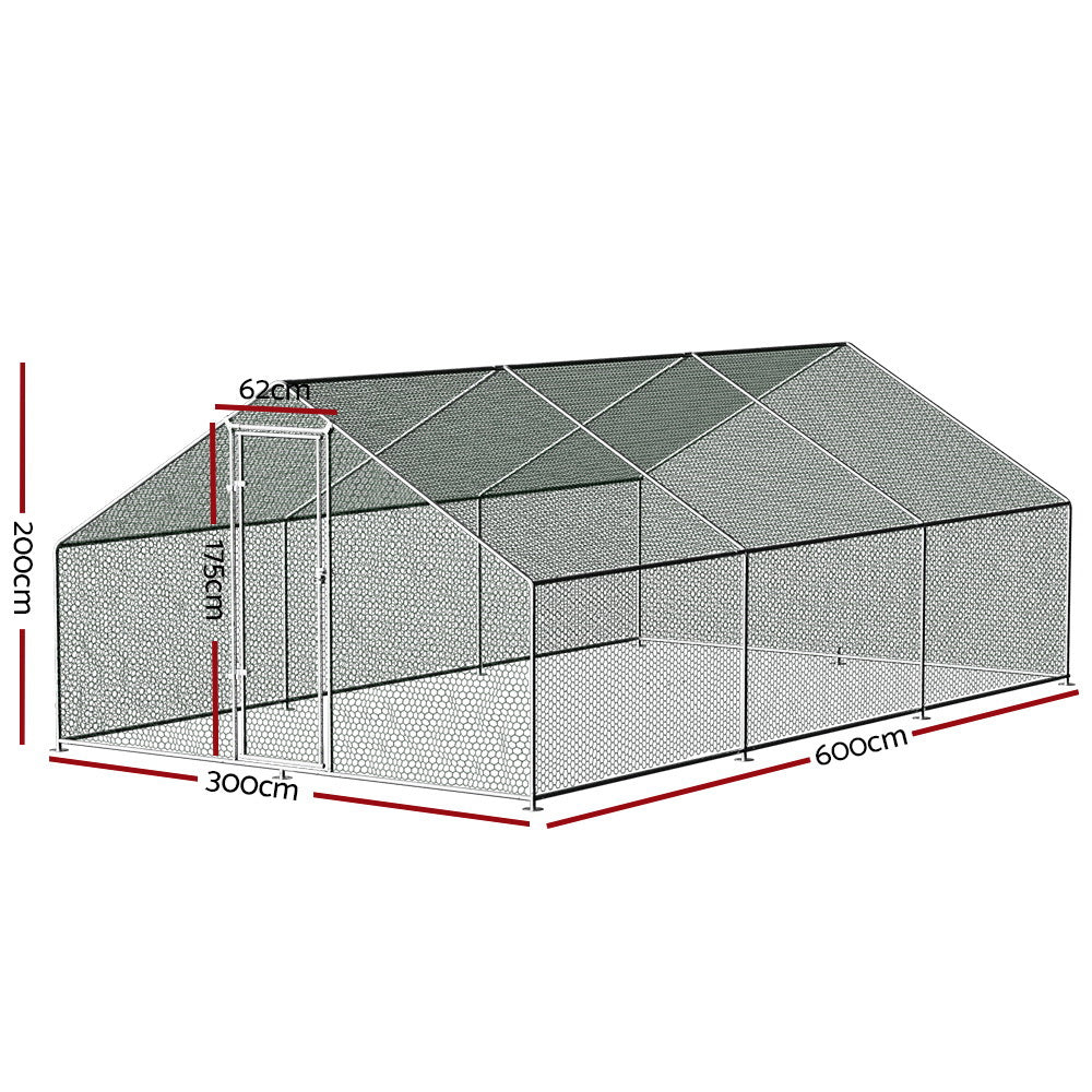 i.Pet Walk-In Chicken Coop Cage Galvanised Steel 3x6m