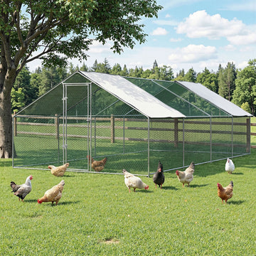i.Pet Large Lockable Chicken Coop Enclosure 8m x 3m Galvanised Steel