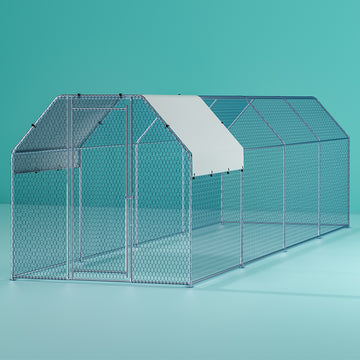i.Pet Walk-In Chicken Coop Cage Run Galvanised Steel 2x8m