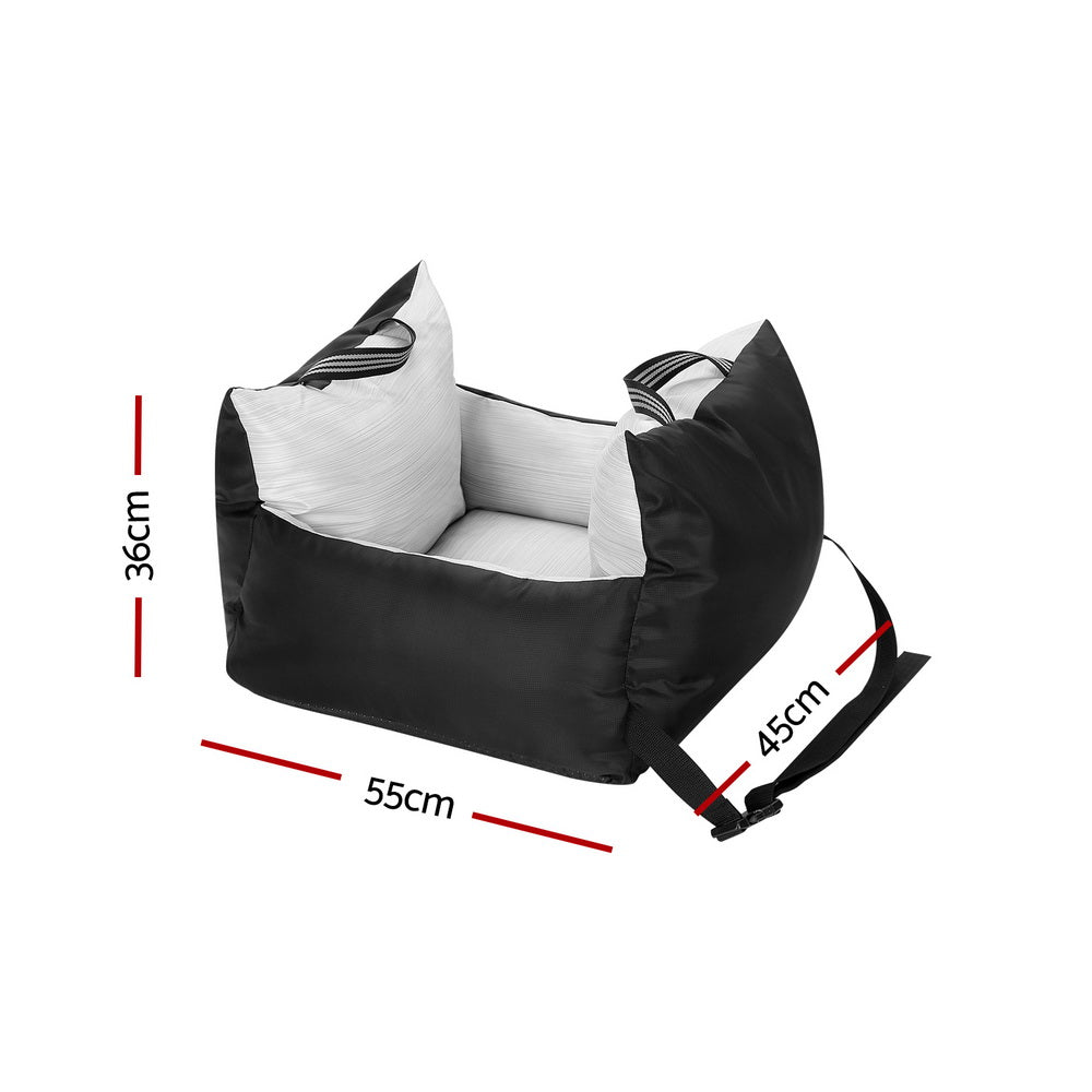 i.Pet Dog Car Seat Booster Pet Bed Portable Waterproof Black Grey 55x45cm