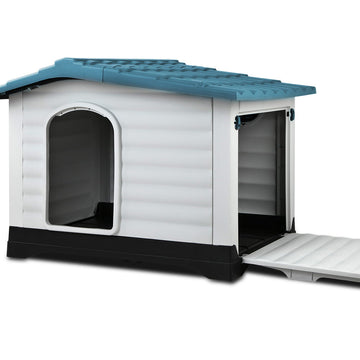 i.Pet XL Weatherproof Outdoor Dog Kennel Plastic 98cm Blue