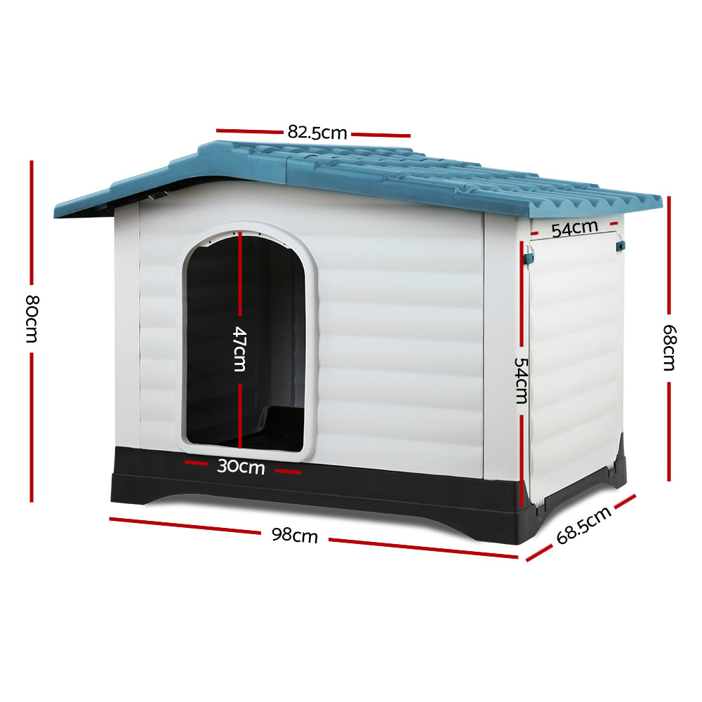 i.Pet XL Weatherproof Outdoor Dog Kennel Plastic 98cm Blue