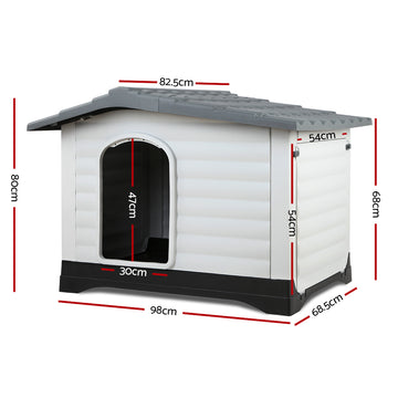 i.Pet XL Weatherproof Outdoor Dog Kennel Plastic 98cm Grey