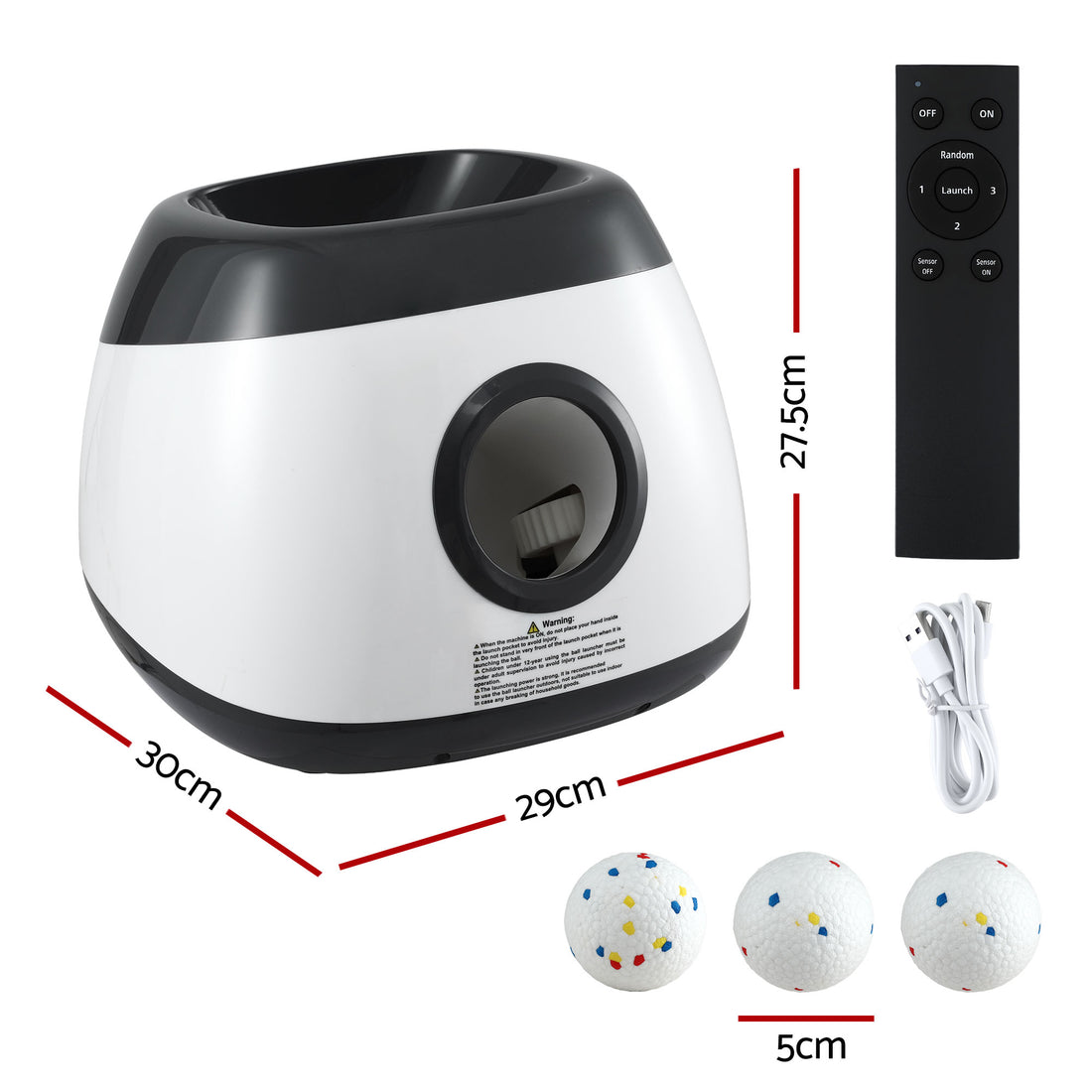 i.Pet Automatic Dog Ball Launcher 6 ETPU Balls 22m Range Rechargeable