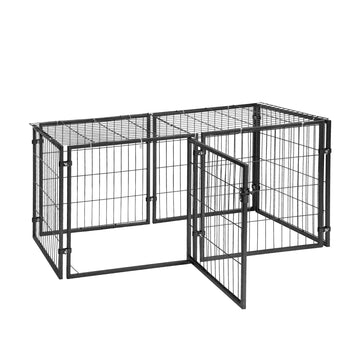 i.Pet Heavy Duty Dog Kennel Metal Anti-Rust Outdoor Enclosure 129cm Black